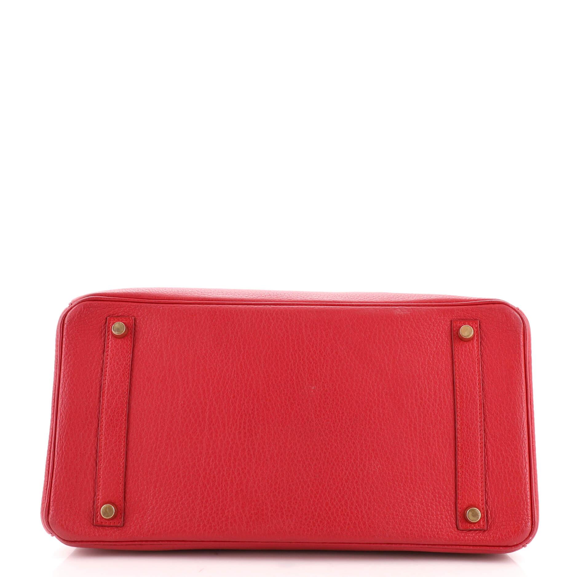 Women's or Men's Hermes Birkin Handbag Rouge Vif Buffalo Skipper with Gold Hardware 35