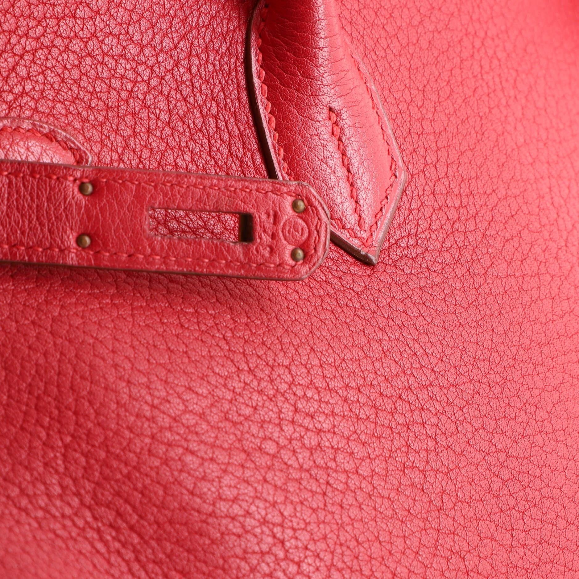 Hermes Birkin Handbag Rouge Vif Buffalo Skipper with Gold Hardware 35 5