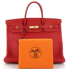 Hermes Birkin Handbag Rouge Vif Buffalo with Gold Hardware 40