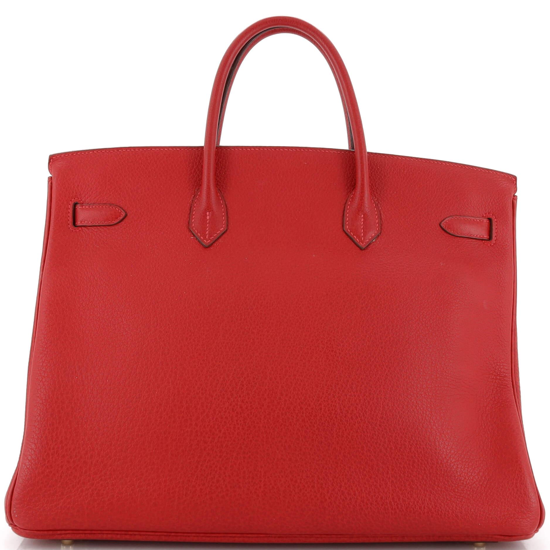 Women's or Men's Hermes Birkin Handbag Rouge Vif Buffalo with Gold Hardware 40 For Sale
