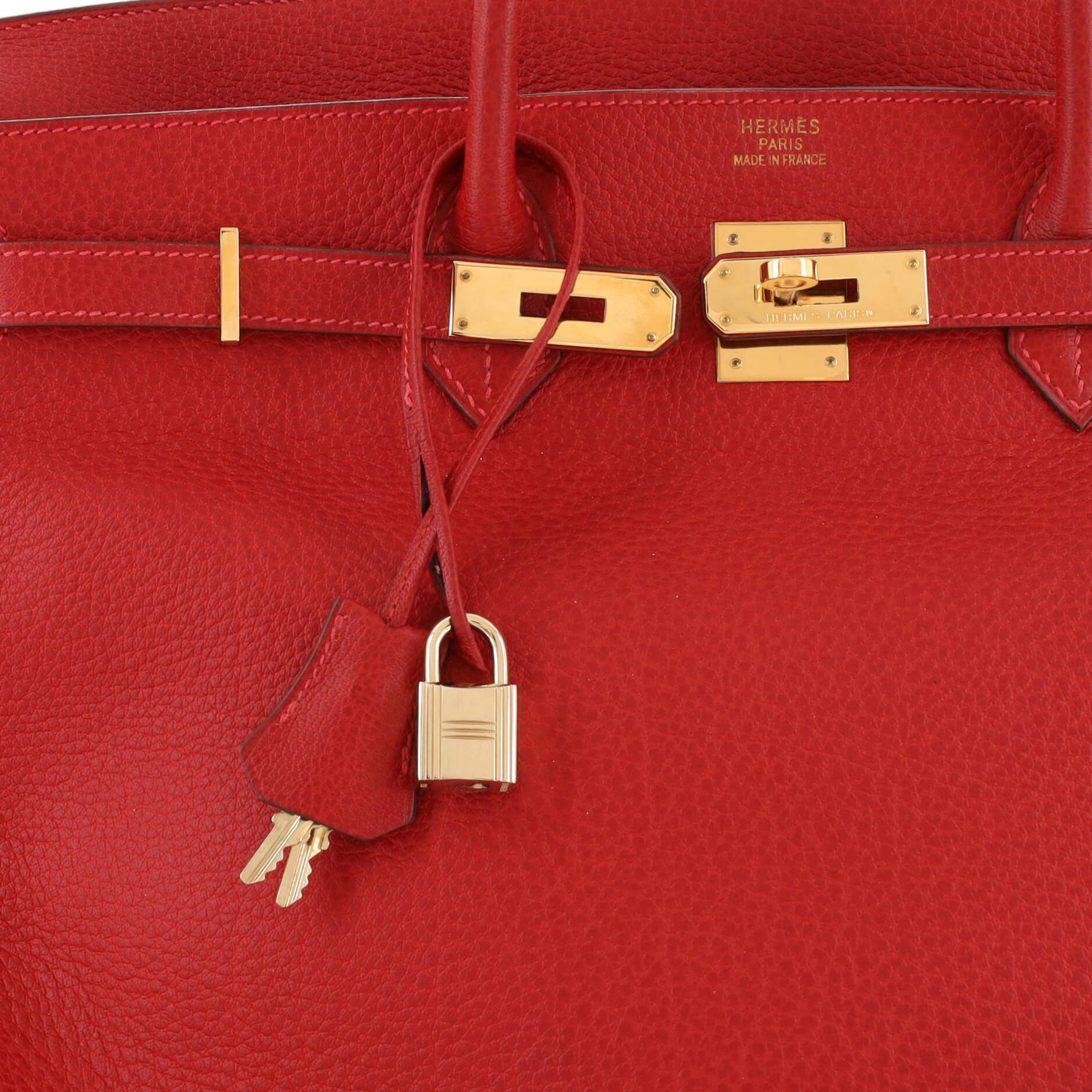 Hermes Birkin Handbag Rouge Vif Buffalo with Gold Hardware 40 For Sale 3