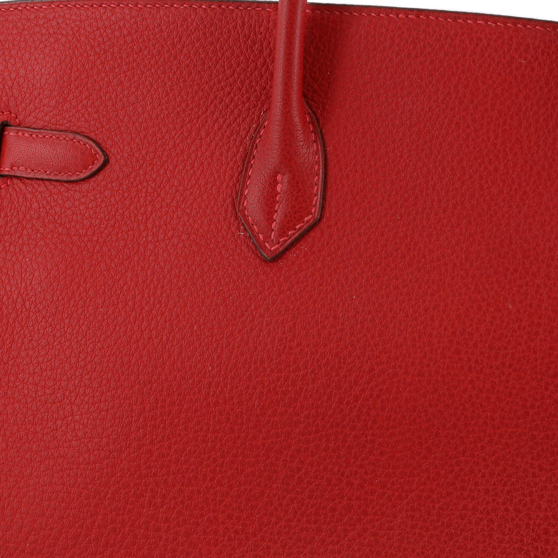 Hermes Birkin Handbag Rouge Vif Buffalo with Gold Hardware 40 For Sale 5