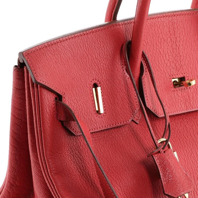 Hermes Birkin Handbag Rouge Vif Chevre de Coromandel with Gold Hardware 35 3