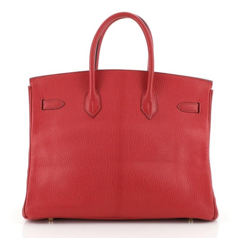 Hermes Birkin Handbag Rouge Vif Chevre de Coromandel with Gold Hardware ...