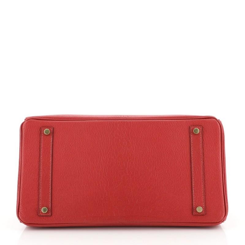 Hermes Birkin Handbag Rouge Vif Chevre De Coromandel With Gold Hardware 35  In Good Condition In NY, NY