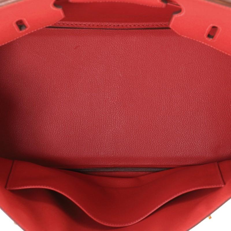 Women's or Men's Hermes Birkin Handbag Rouge Vif Chevre De Coromandel With Gold Hardware 35 