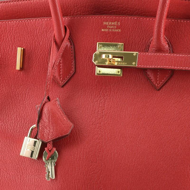 Hermes Birkin Handbag Rouge Vif Chevre De Coromandel With Gold Hardware 35  1