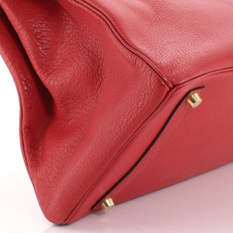Women's or Men's Hermes Birkin Handbag Rouge Vif Chevre de Coromandel with Gold Hardware 35