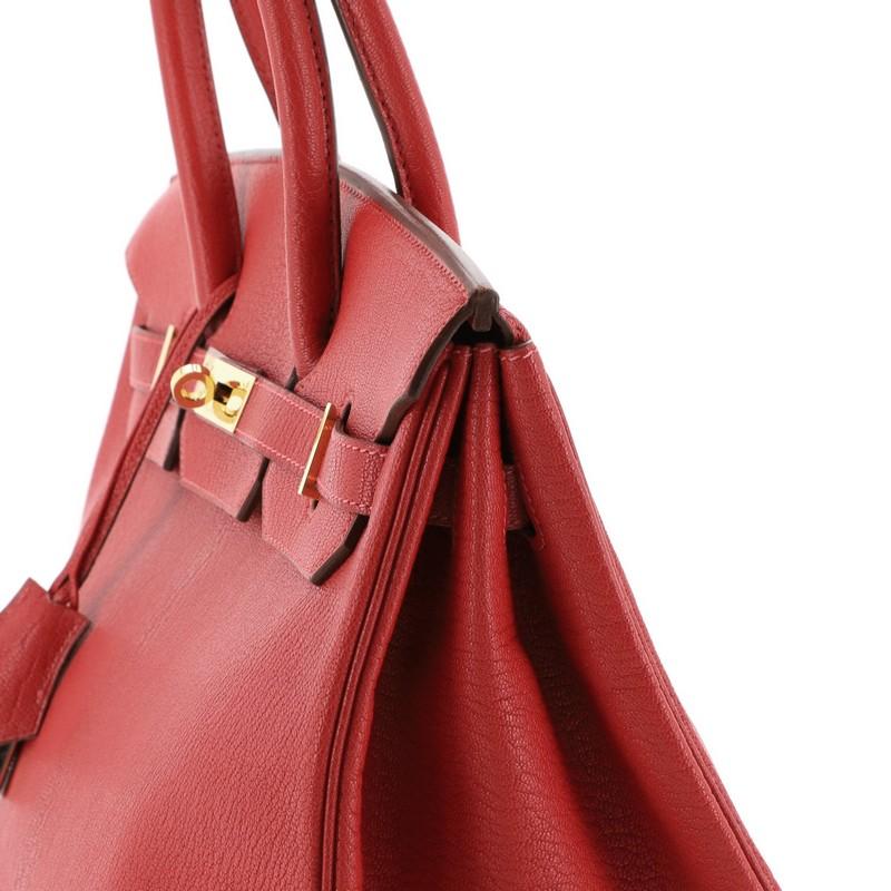 Hermes Birkin Handbag Rouge Vif Chevre De Coromandel With Gold Hardware 35  3