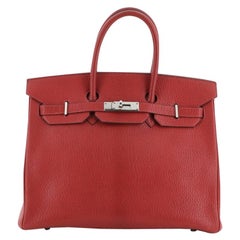 Hermes Birkin Handbag Rouge Vif Chevre de Coromandel with Palladium Hardware 35