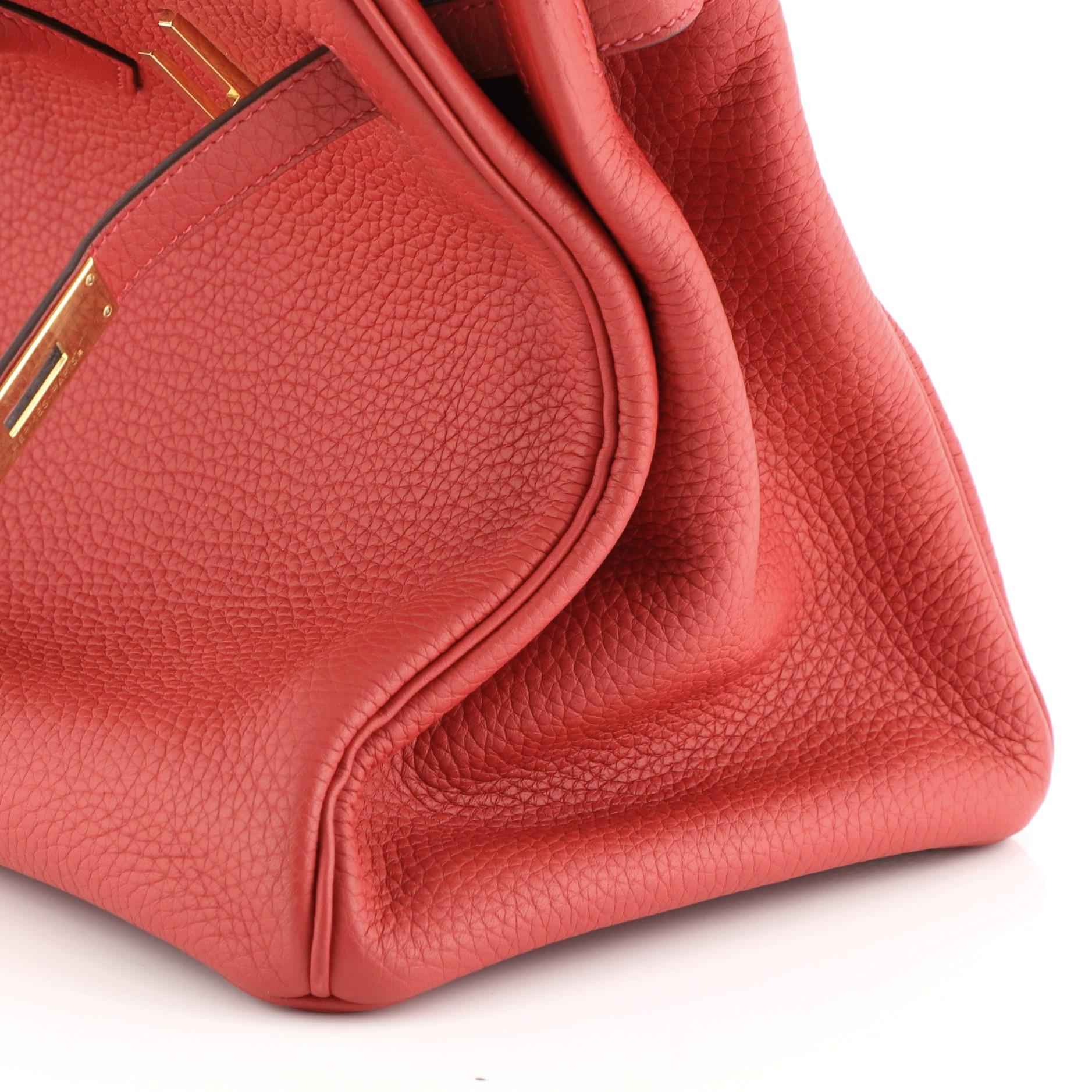 Hermes Birkin Handbag Rouge Vif Clemence with Gold Hardware 35 2