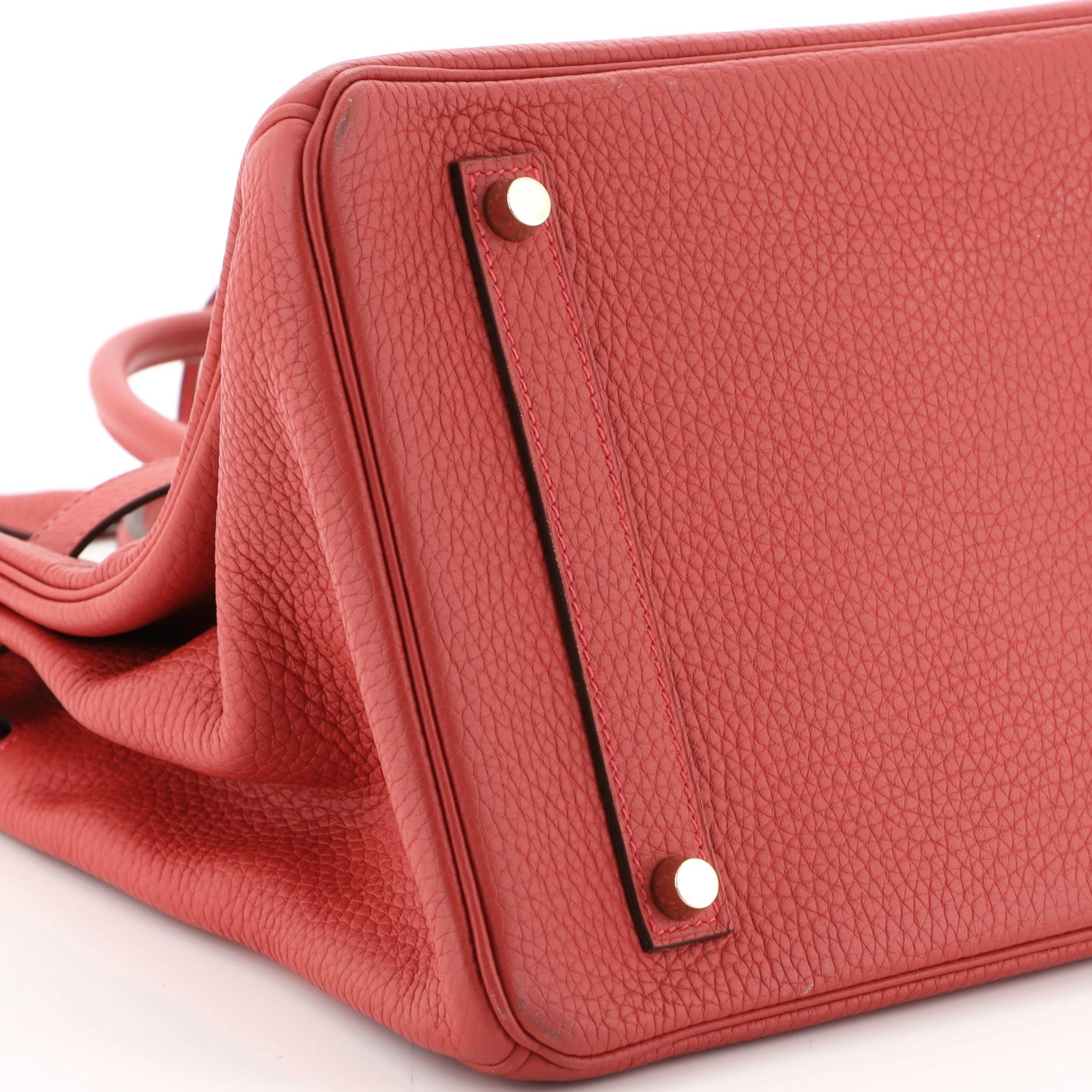 Hermes Birkin Handbag Rouge Vif Clemence with Gold Hardware 35 3