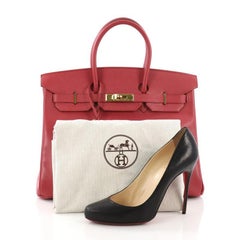 Hermes Birkin Handbag Rouge Vif Courchevel With Gold Hardware 35