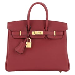 Hermes Birkin Handbag Rouge Vif Jonathan with Gold Hardware 25