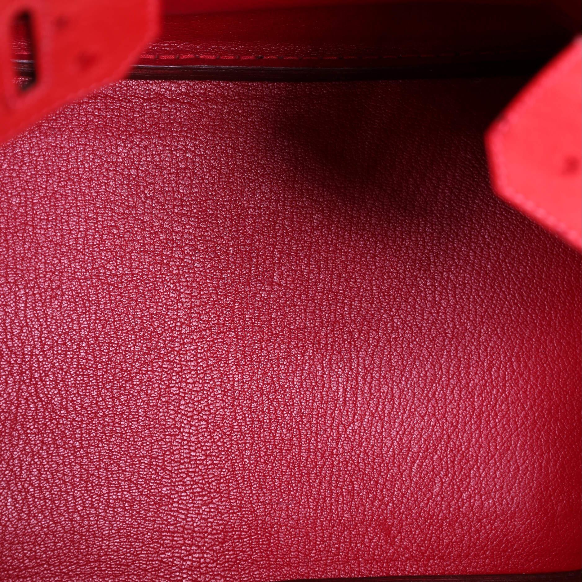 Hermes Birkin Handbag Rouge Vif Ostrich with Gold Hardware 30 In Good Condition In NY, NY
