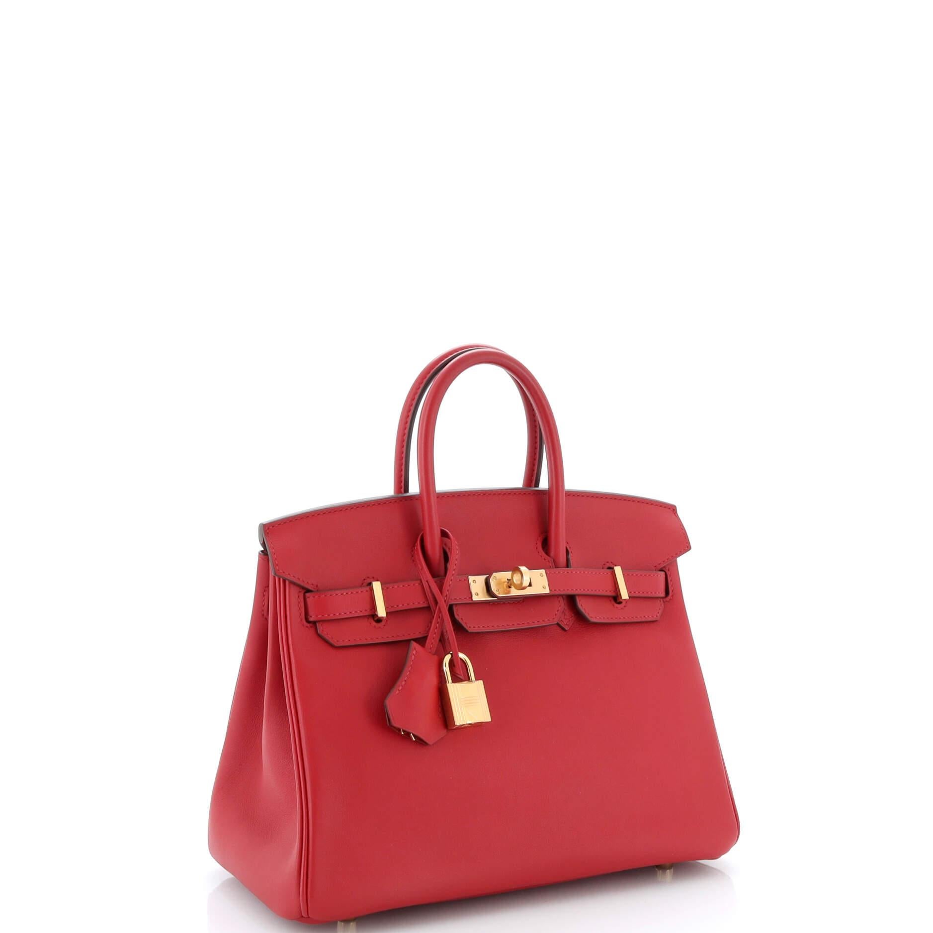 Hermes Birkin Handbag Rouge Vif Swift with Gold Hardware 25 In Good Condition In NY, NY
