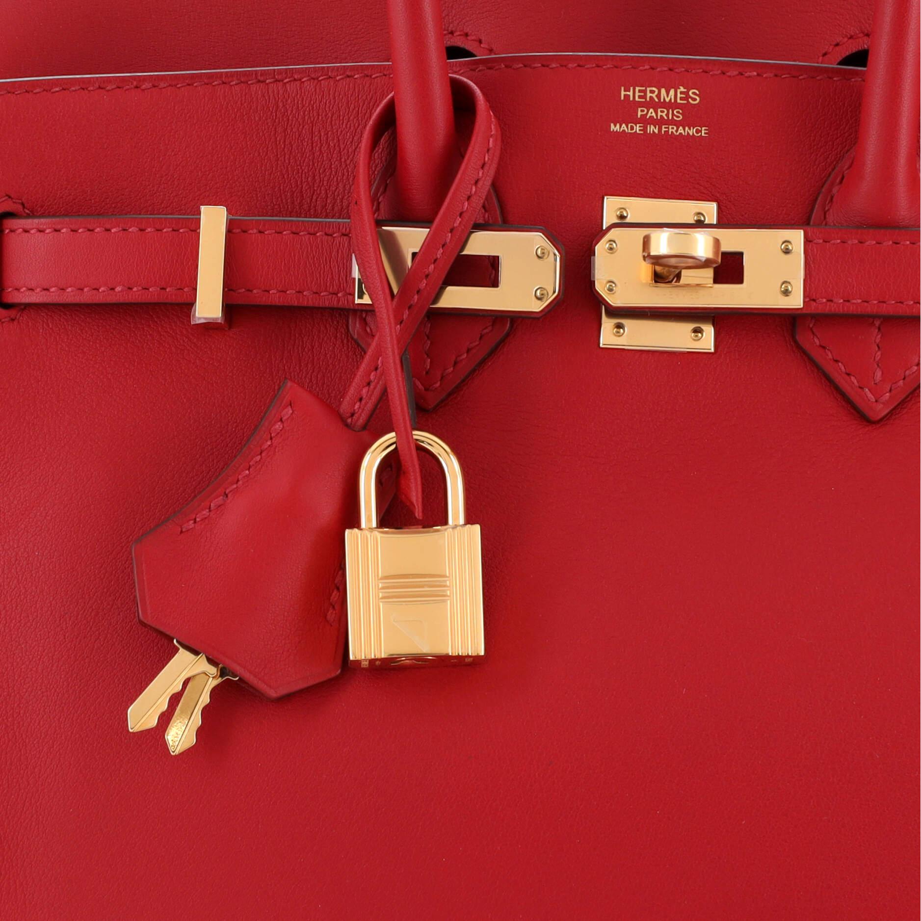 Hermes Birkin Handbag Rouge Vif Swift with Gold Hardware 25 3