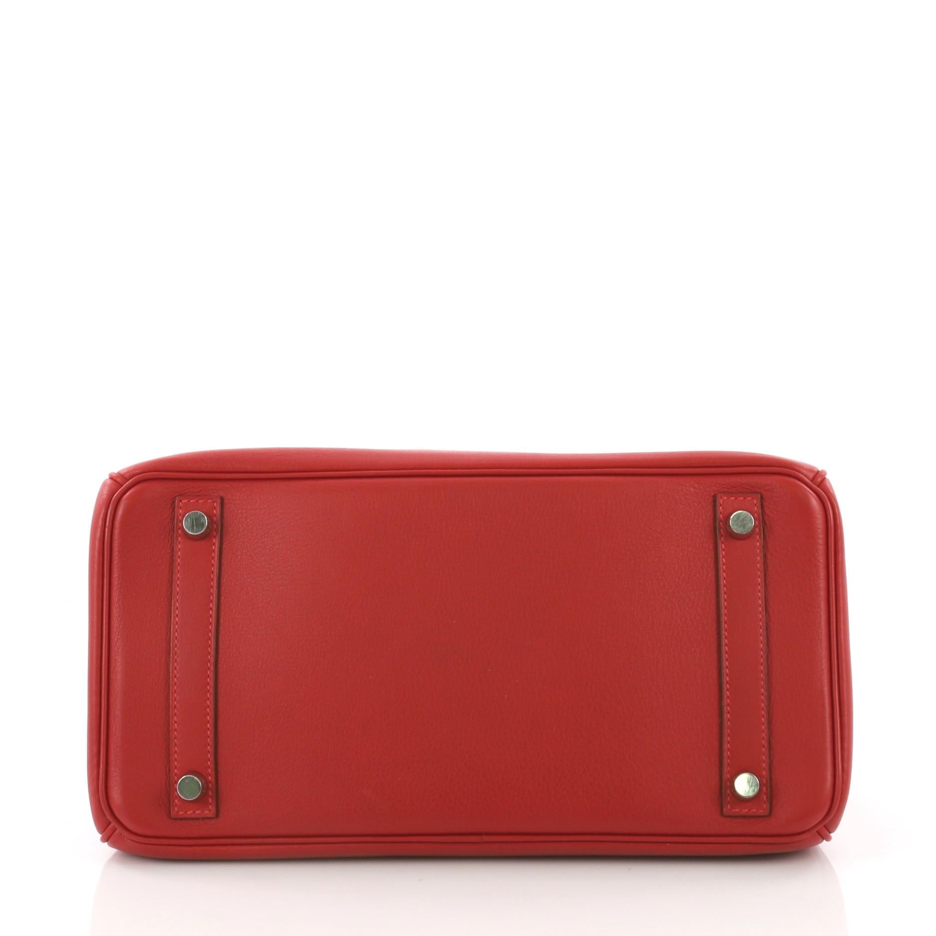 Women's or Men's Hermes Birkin Handbag Rouge Vif Swift with Palladium Hardware 30