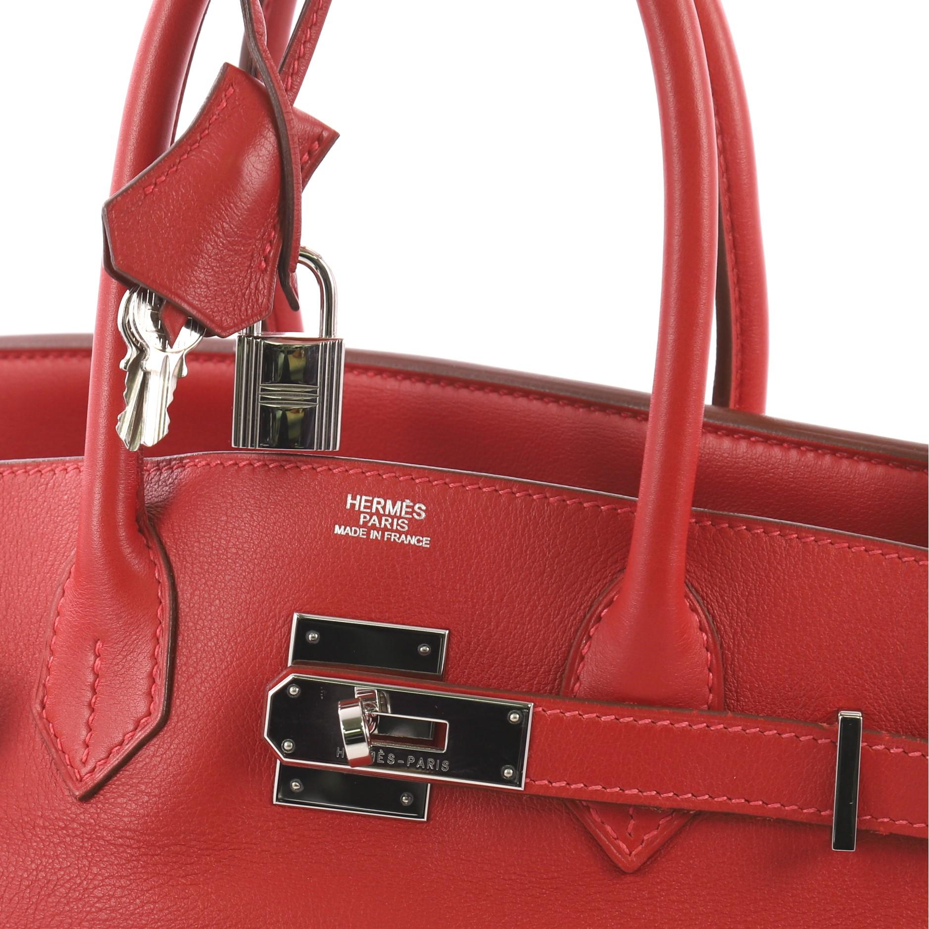 Hermes Birkin Handbag Rouge Vif Swift with Palladium Hardware 30 2