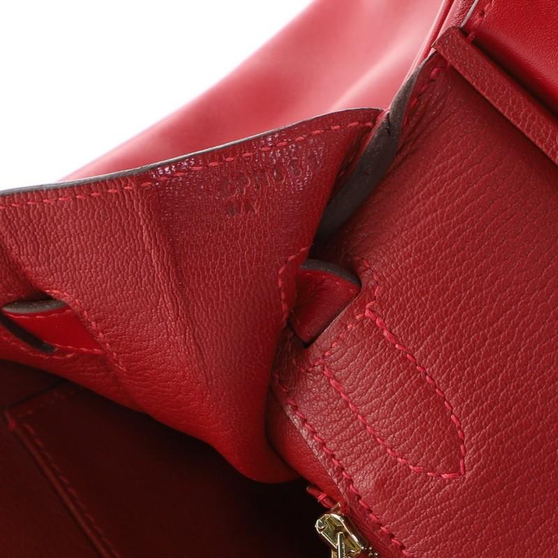 Hermes  Birkin Handbag Rouge Vif Tadelakt with Gold Hardware 30 4