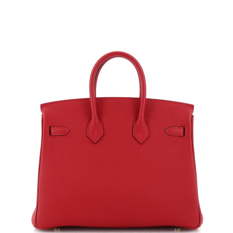 Hermes Birkin Handbag Rouge Vif Togo with Gold Hardware 25 Red