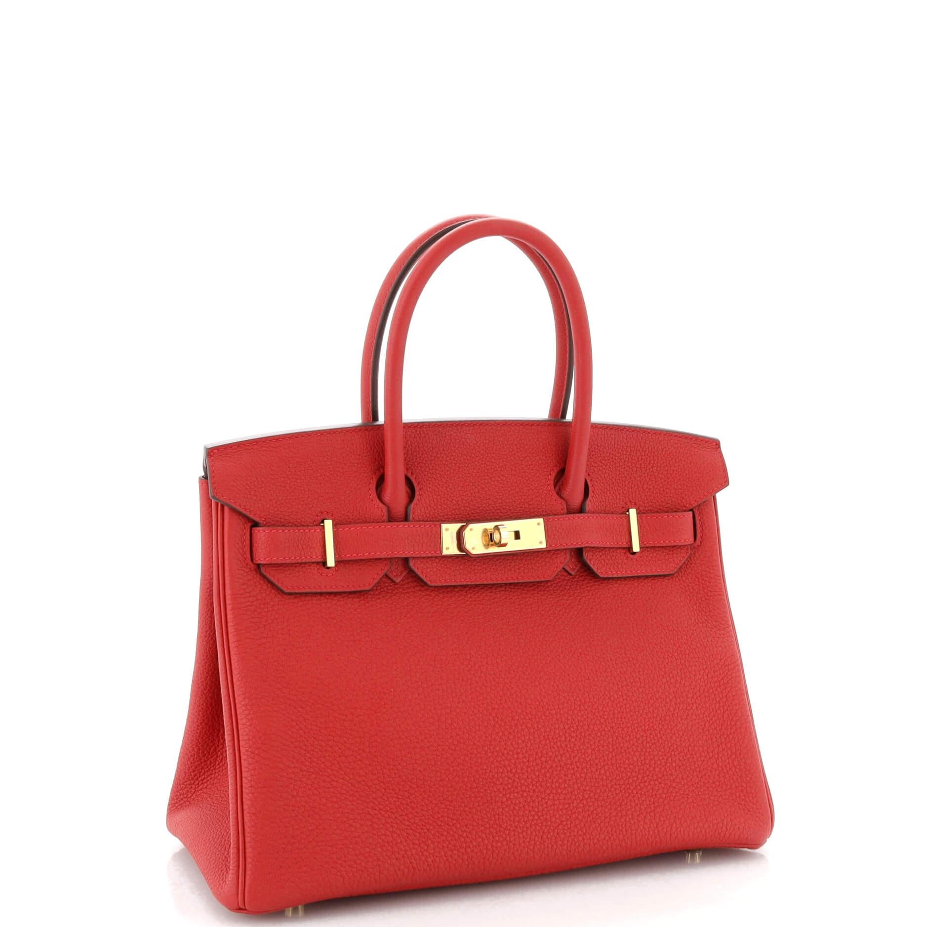 Hermes Birkin Handbag Rouge Vif Togo with Gold Hardware 30 In Good Condition In NY, NY