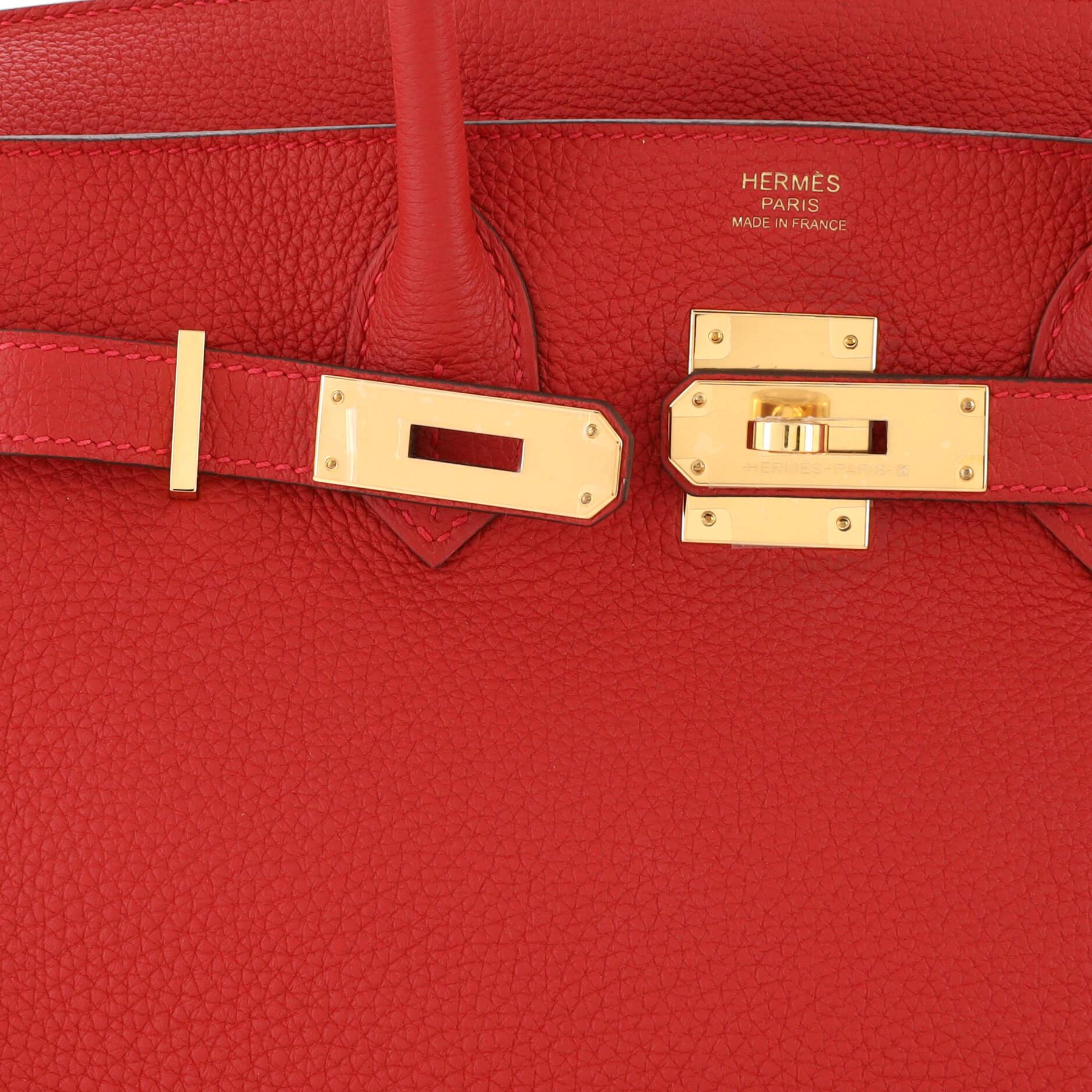 Hermes Birkin Handbag Rouge Vif Togo with Gold Hardware 30 3