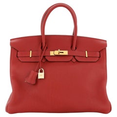 Hermes Birkin Handbag Rouge Vif Togo with Gold Hardware 35