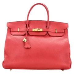 Hermes Birkin Handbag Rouge Vif Togo with Gold Hardware 40