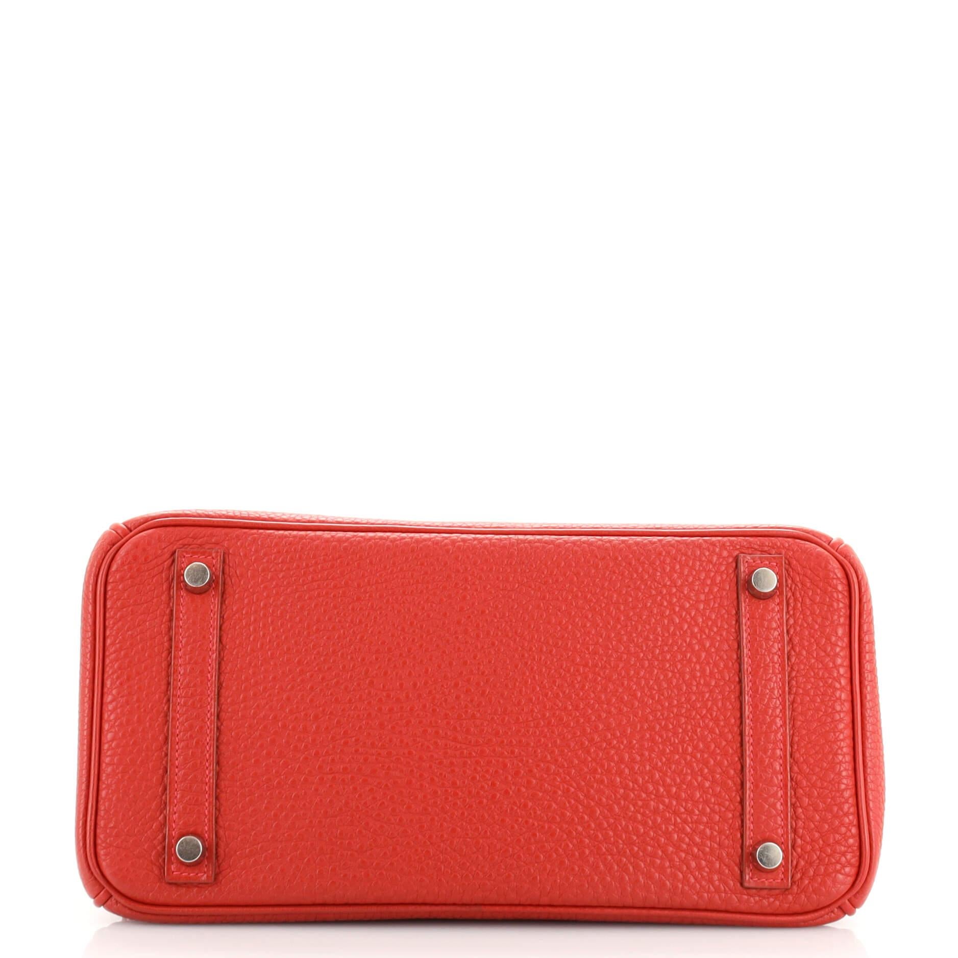Hermes Birkin Handbag Rouge Vif Togo with Palladium Hardware 30 In Good Condition In NY, NY