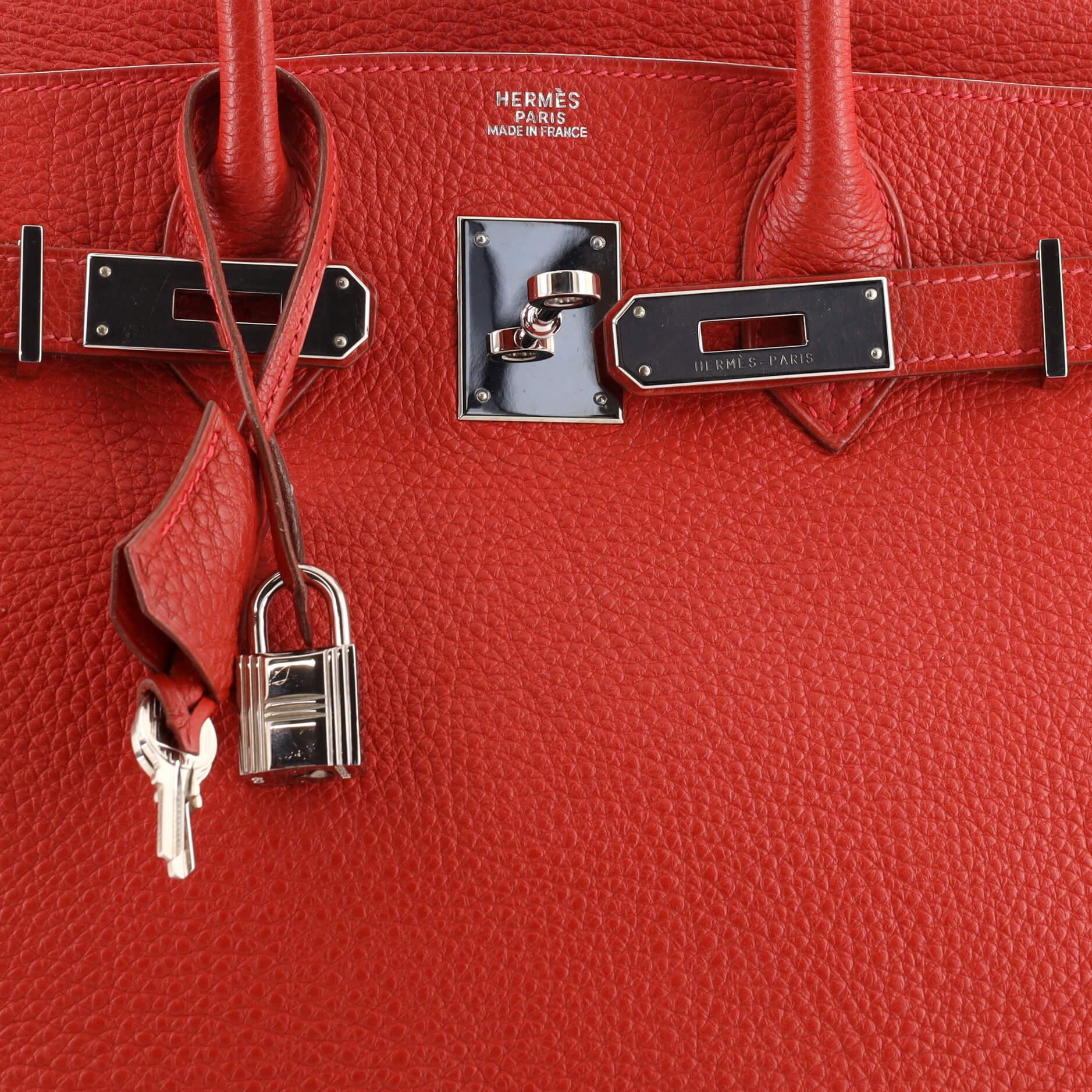Hermes Birkin Handbag Rouge Vif Togo with Palladium Hardware 30 1
