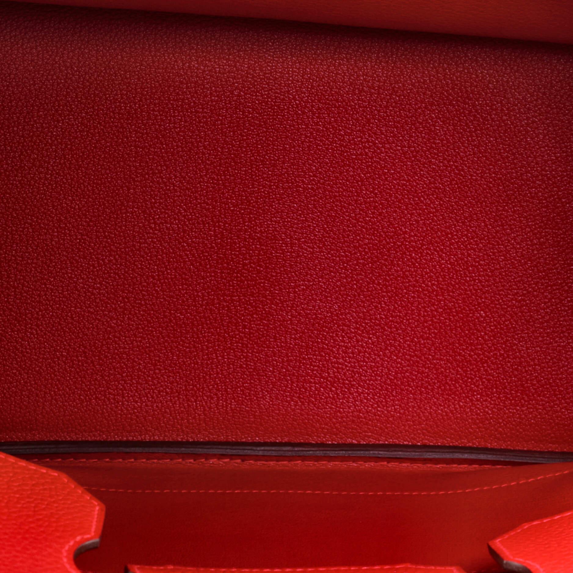 Women's or Men's Hermes Birkin Handbag Rouge Vif Togo with Palladium Hardware 35