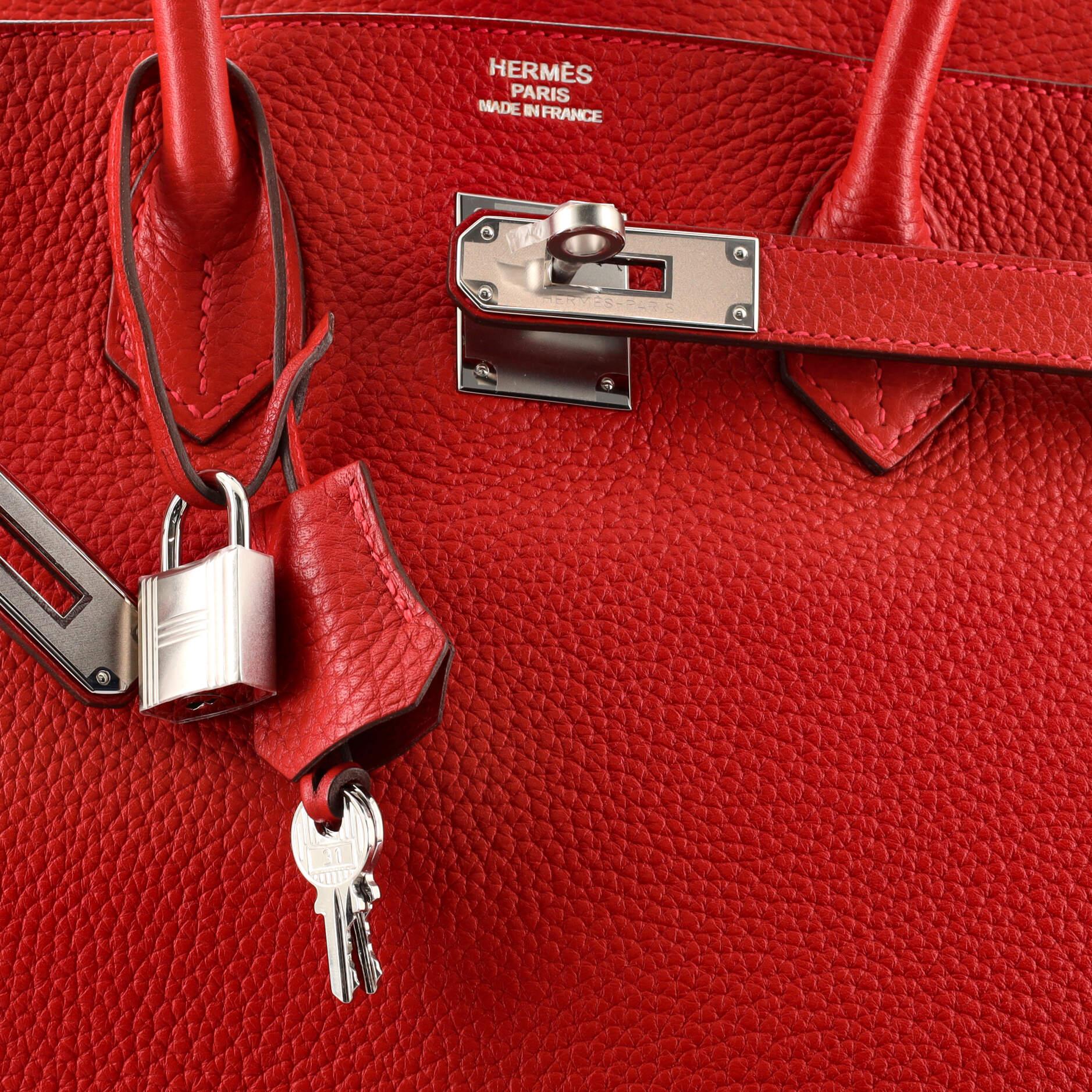 Hermes Birkin Handbag Rouge Vif Togo with Palladium Hardware 35 1
