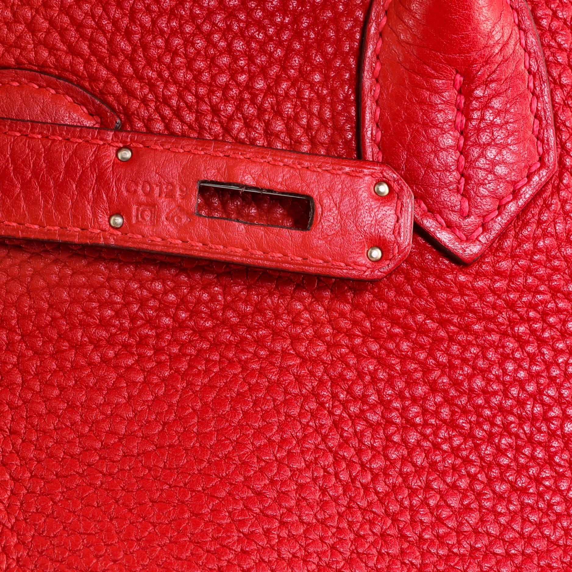 Hermes Birkin Handbag Rouge Vif Togo with Palladium Hardware 35 4