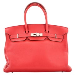 Hermes Birkin Handbag Rouge Vif Togo with Palladium Hardware 35