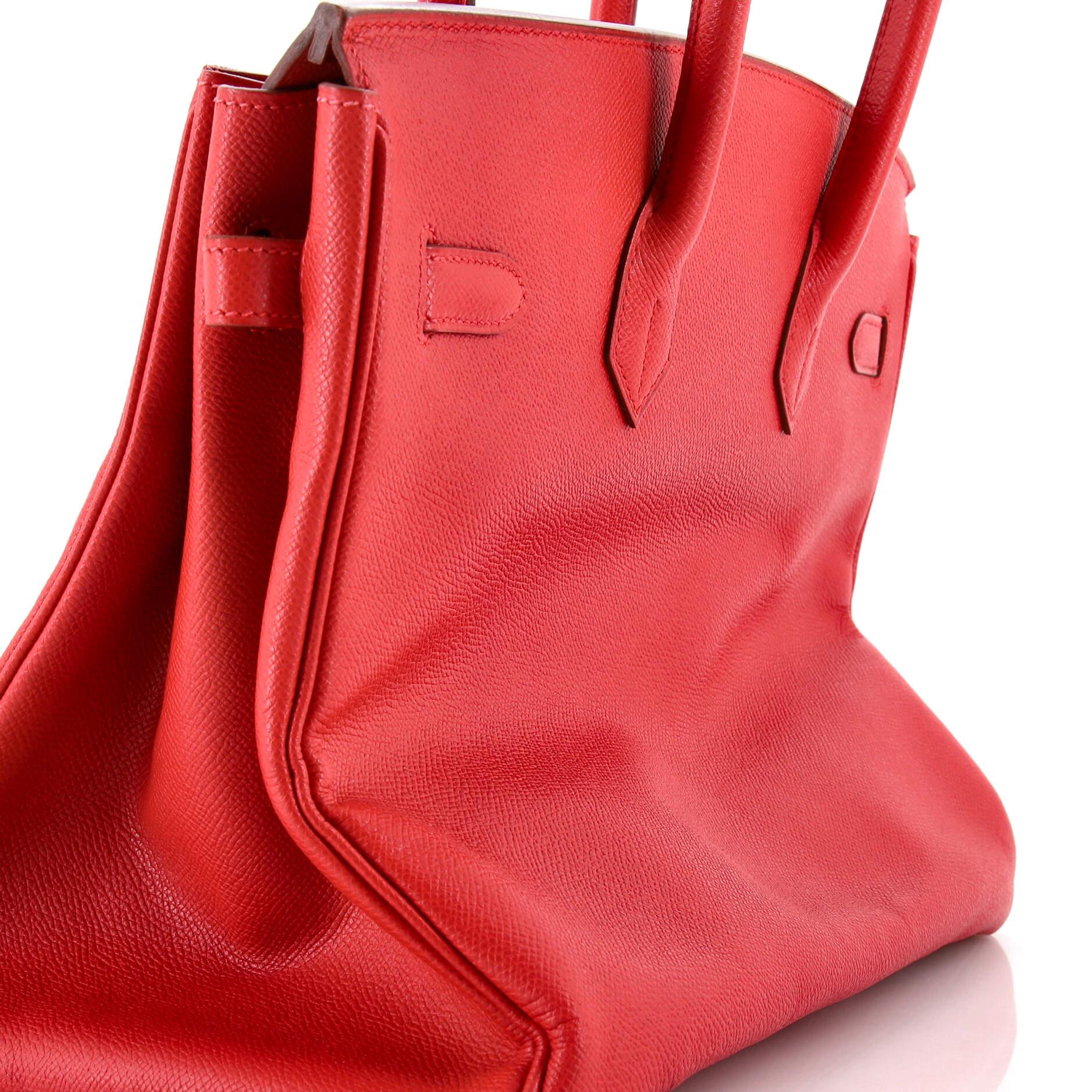 Hermes Birkin Handbag Rouge Vif Veau Grain Lisse with Gold Hardware 35 For Sale 9