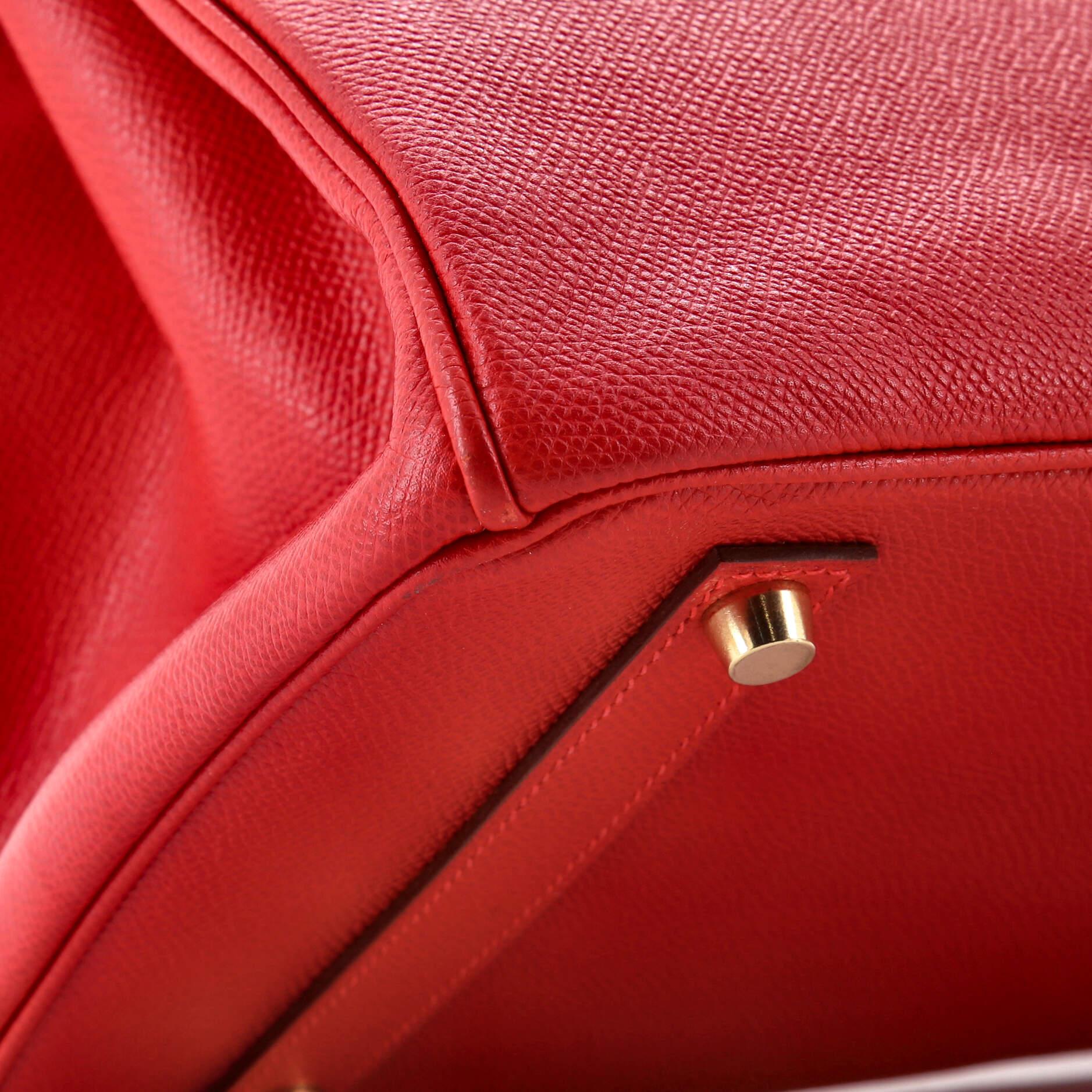 Hermes Birkin Handbag Rouge Vif Veau Grain Lisse with Gold Hardware 35 For Sale 3
