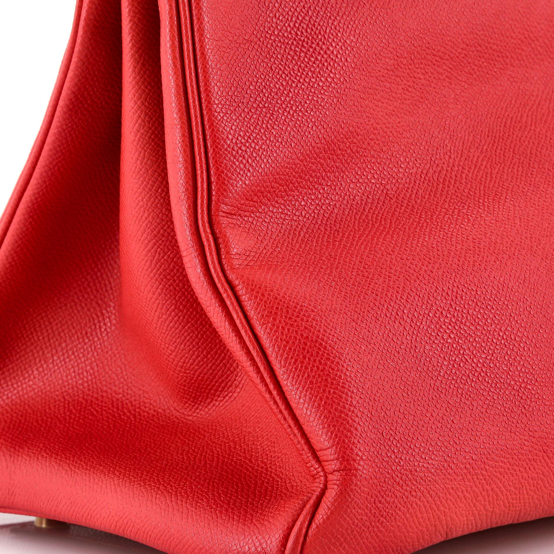 Hermes Birkin Handbag Rouge Vif Veau Grain Lisse with Gold Hardware 35 For Sale 4