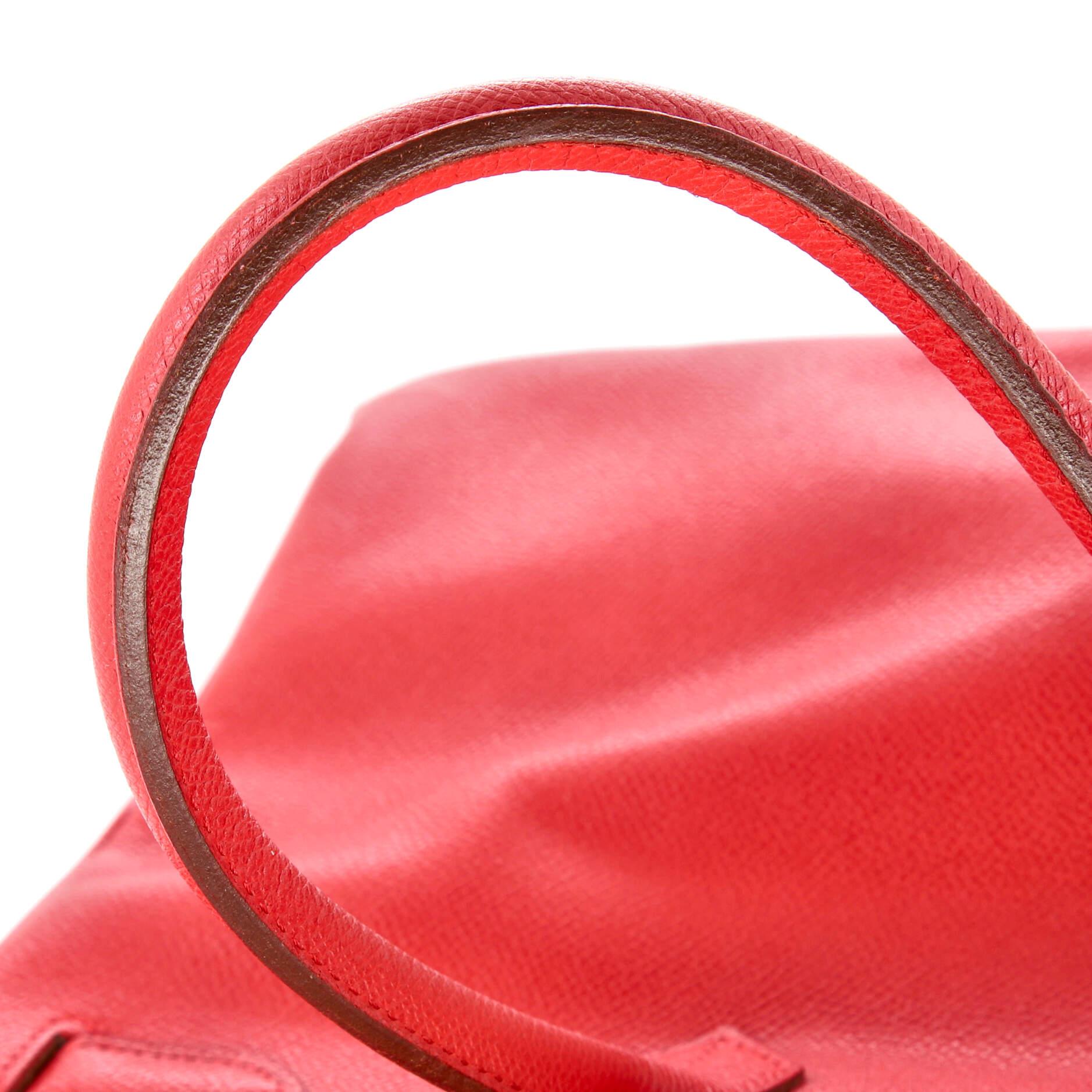 Hermes Birkin Handbag Rouge Vif Veau Grain Lisse with Gold Hardware 35 For Sale 5