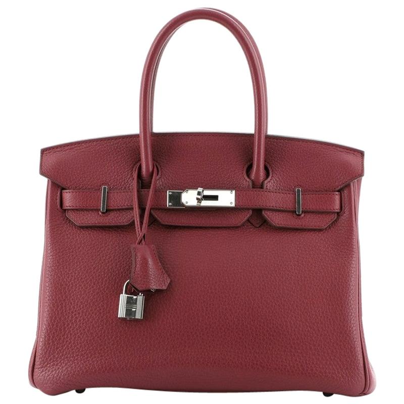 Hermes Birkin Handbag Rubis Clemence with Palladium Hardware 30