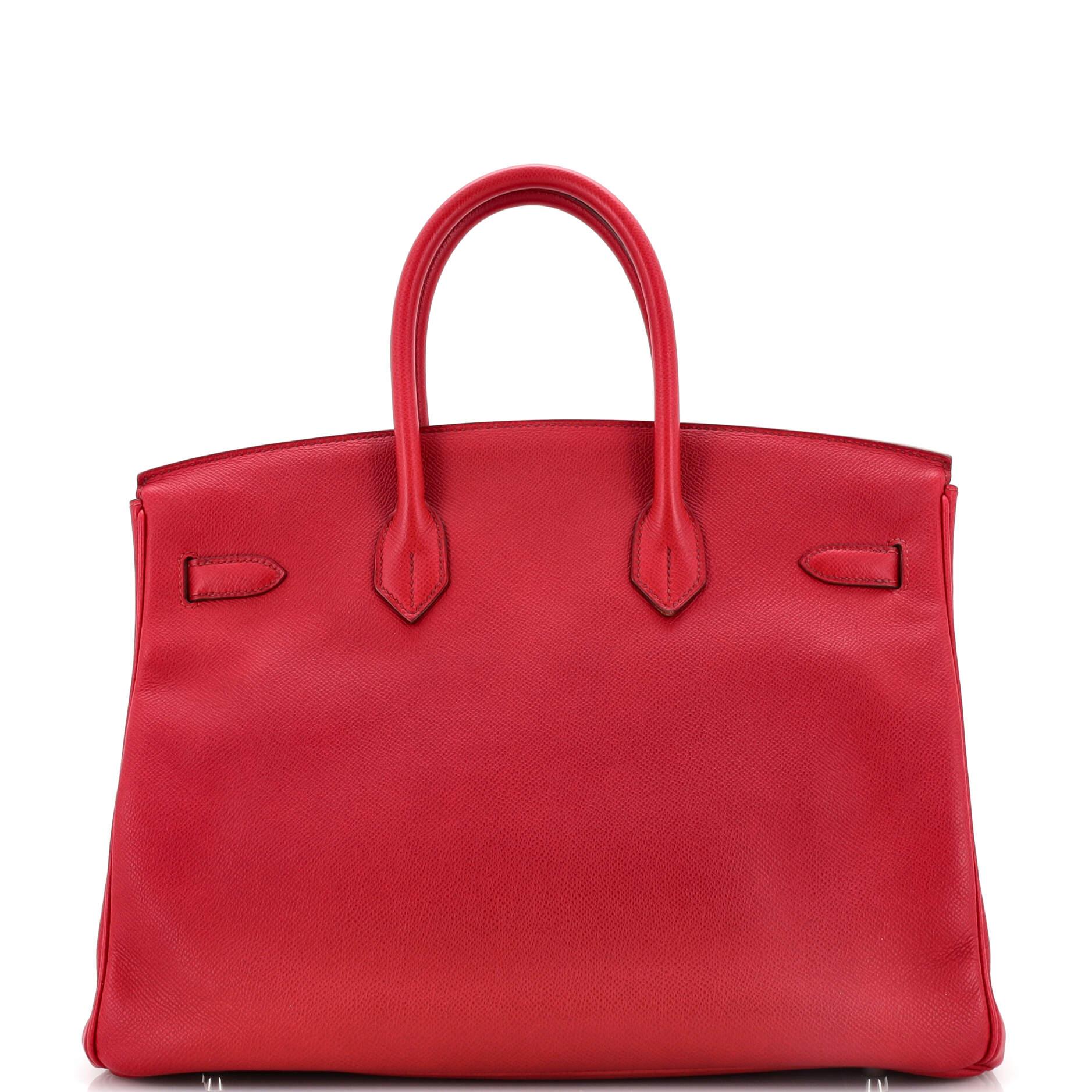 Women's or Men's Hermes Birkin Handbag Rubis Epsom with Palladium Hardware 35