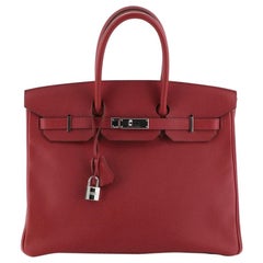 Hermes Birkin Handbag Rubis Epsom with Palladium Hardware 35