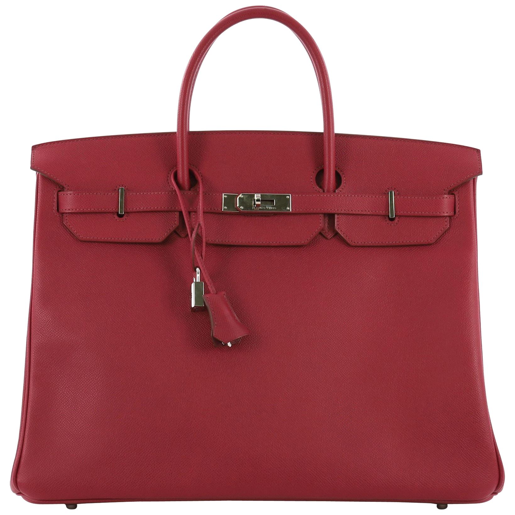 Hermes Birkin Handbag Rubis Epsom with Palladium Hardware 40