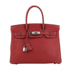 Hermes  Birkin Handbag Rubis Fjord with Palladium Hardware 30