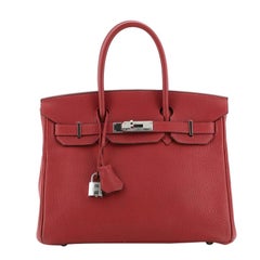  Hermes  Birkin Handbag Rubis Fjord with Palladium Hardware 30