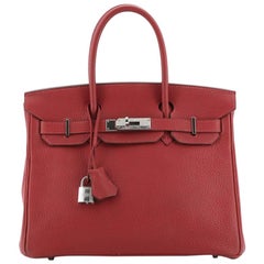 Hermes Birkin Handbag Rubis Fjord with Palladium Hardware 30