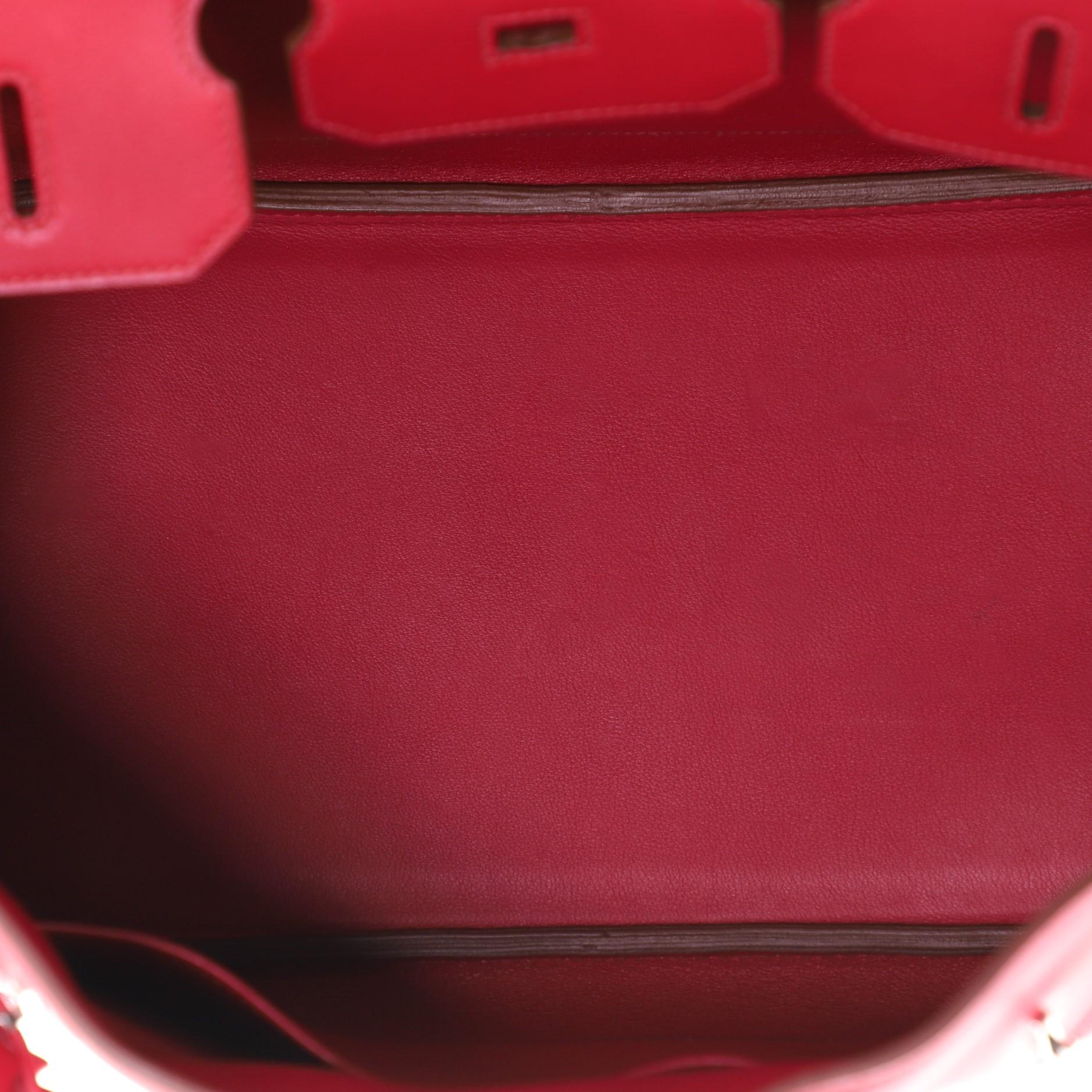 Red Hermes Birkin Handbag Rubis Swift with Palladium Hardware 35