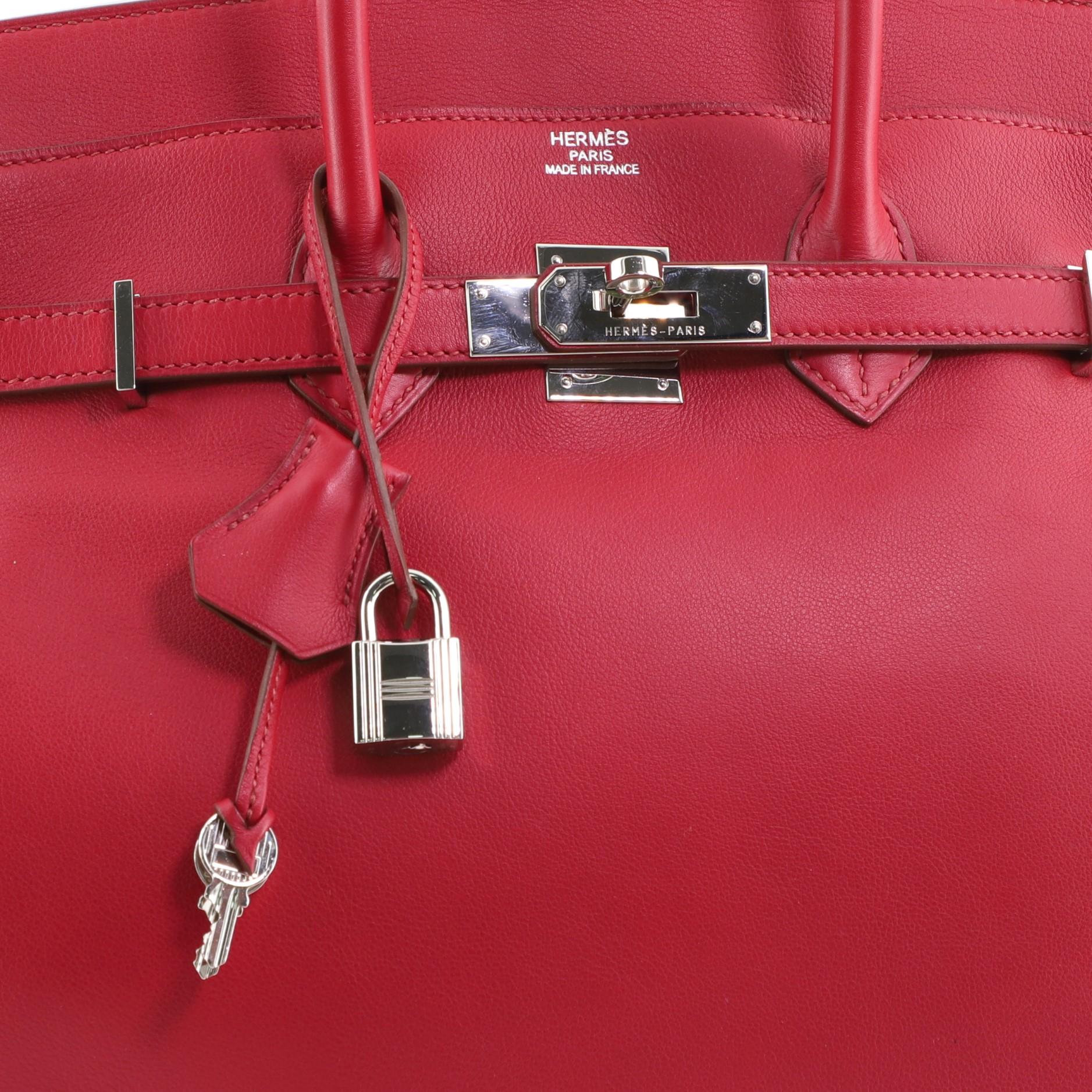 Hermes Birkin Handbag Rubis Swift with Palladium Hardware 35 In Good Condition In NY, NY