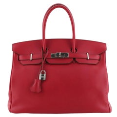 Hermes Birkin Handbag Rubis Swift with Palladium Hardware 35