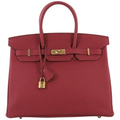 Hermes Birkin Handbag Rubis Togo with Gold Hardware 35